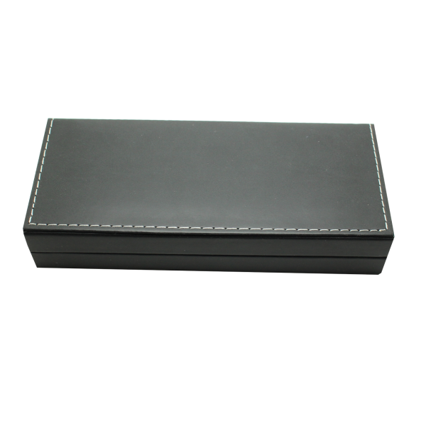 Coffret Double, Cuir Noir avec Couture ★