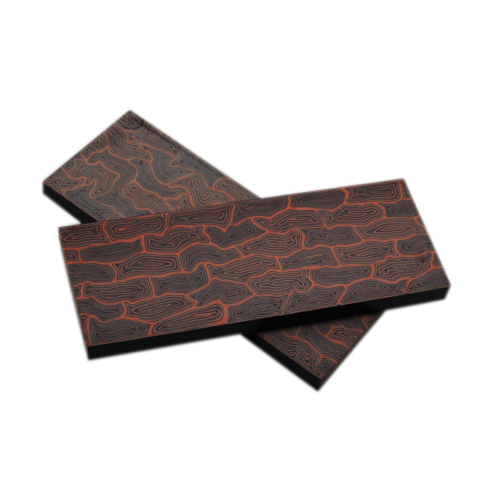 Plaquettes Couteau Damas Noir/Orange (Lot de 2)